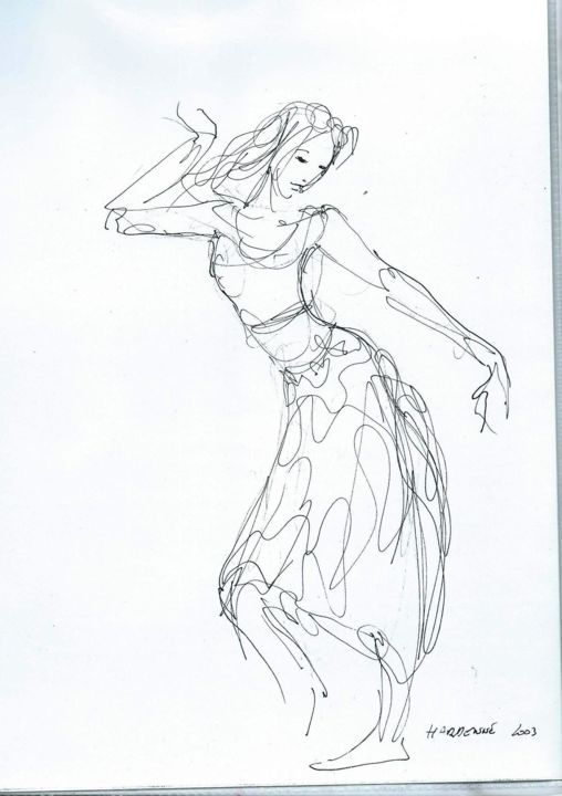 Rysunek zatytułowany „Danseuse orientale” autorstwa Claude Hardenne, Oryginalna praca