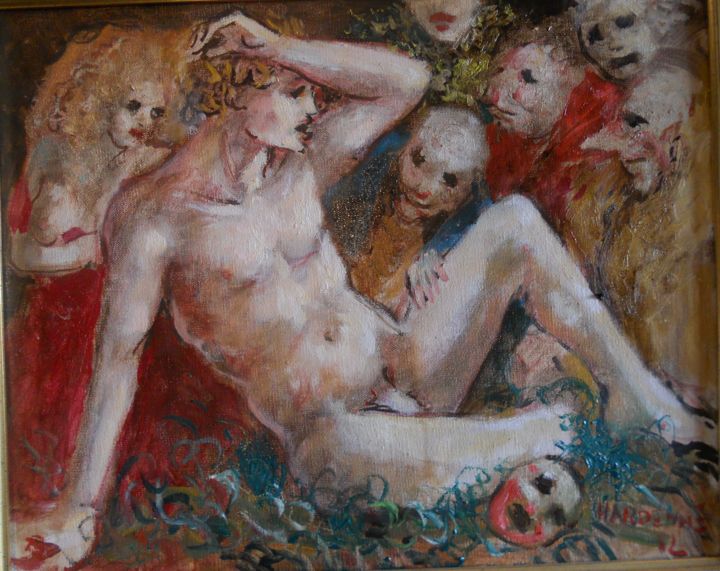 Painting titled "cauchemar" by Claude Hardenne, Original Artwork
