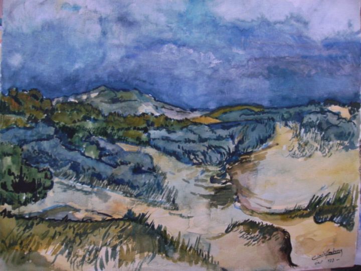 Painting titled "Dunes" by Claude Hardenne, Original Artwork
