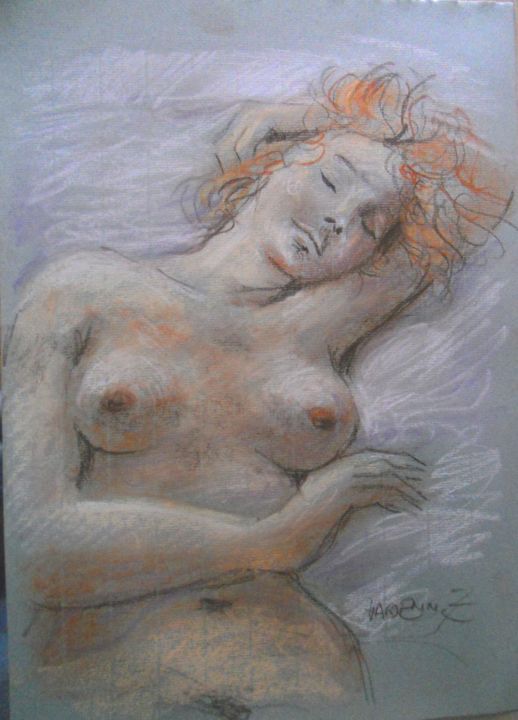 Drawing titled "dans les bras de Mo…" by Claude Hardenne, Original Artwork