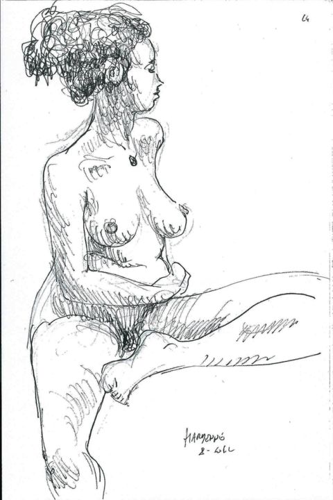 Drawing titled "modèle à sculpter" by Claude Hardenne, Original Artwork