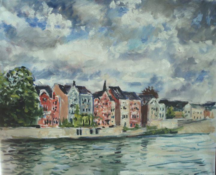 Painting titled "quai de Meuse à Jam…" by Claude Hardenne, Original Artwork