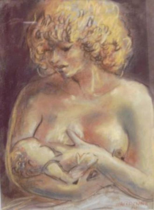 Desenho intitulada "Maternité" por Claude Hardenne, Obras de arte originais