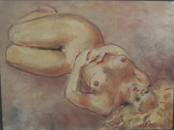 Painting titled "NU" by Claude Hardenne, Original Artwork