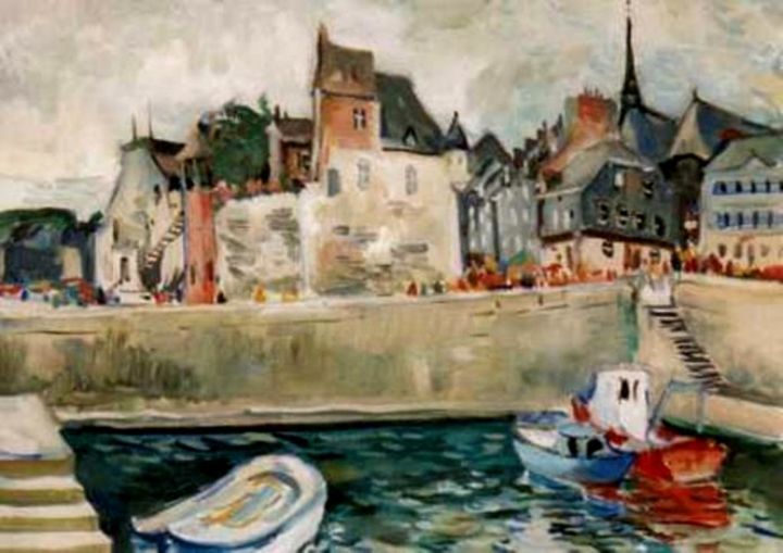 Pintura titulada "Honfleur; la lieute…" por Claude Hardenne, Obra de arte original