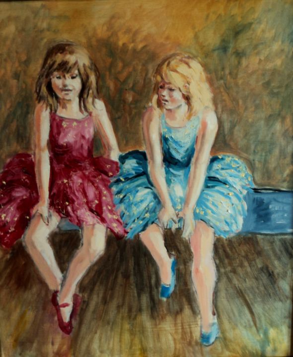 Painting titled "Deux petites baller…" by Claude Hardenne, Original Artwork