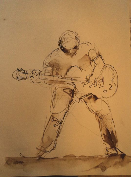 Drawing titled "ROCK (deadbones)" by Claude Hardenne, Original Artwork