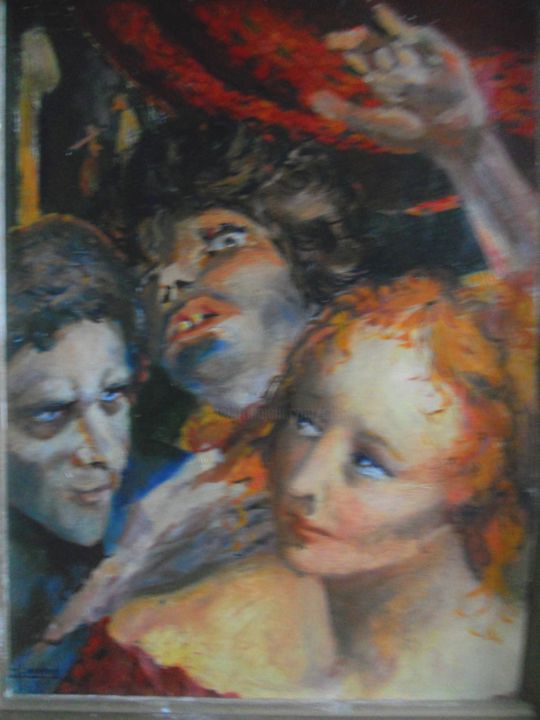 Painting titled "Suzanne et les viei…" by Claude Hardenne, Original Artwork