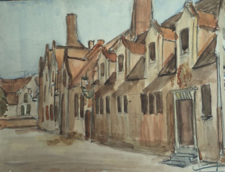 Pintura intitulada "Bruges" por Claude Hardenne, Obras de arte originais