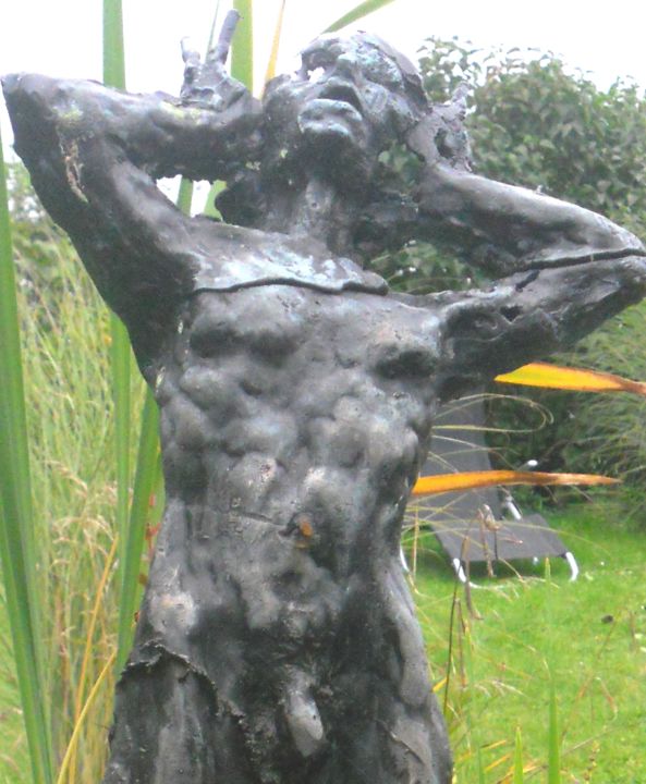 Sculpture intitulée "l'homme foudroyé (d…" par Claude Hardenne, Œuvre d'art originale