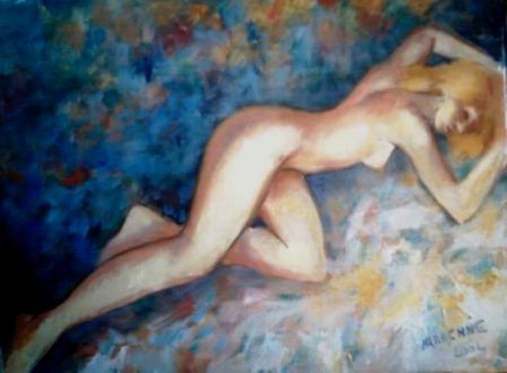 Painting titled "Dormeuse" by Claude Hardenne, Original Artwork