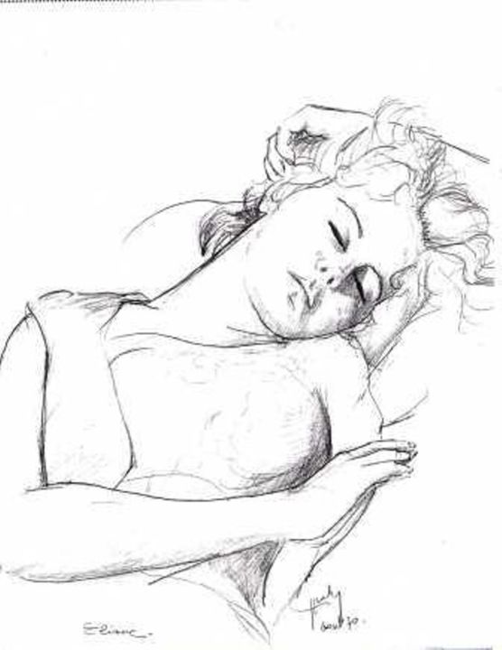 Dibujo titulada "Dormeuse" por Claude Hardenne, Obra de arte original, Tinta