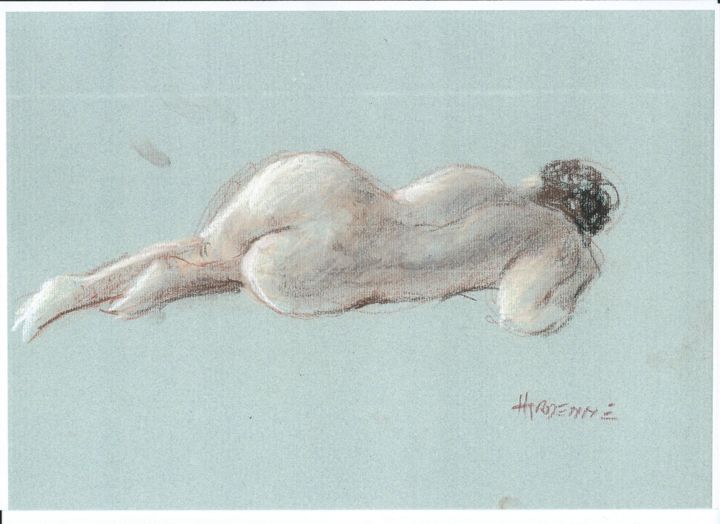 Drawing titled "Etude de nu" by Claude Hardenne, Original Artwork