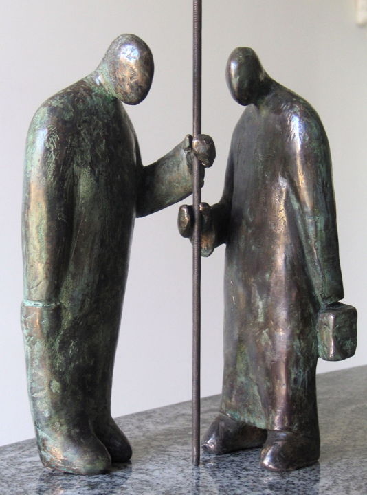 Sculpture intitulée "DANS LE MÉTRO" par Claude Hazanavicius, Œuvre d'art originale, Coulage