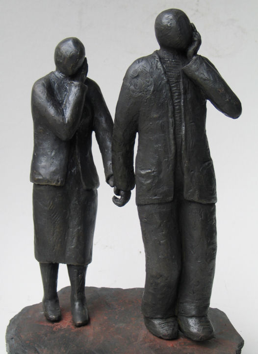 Скульптура под названием "COUPLE DIALOGUANT" - Claude Hazanavicius, Подлинное произведение искусства