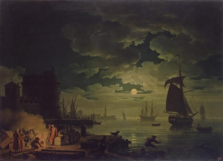 "Entrée du port de P…" başlıklı Tablo Claude-Joseph Vernet tarafından, Orijinal sanat, Petrol
