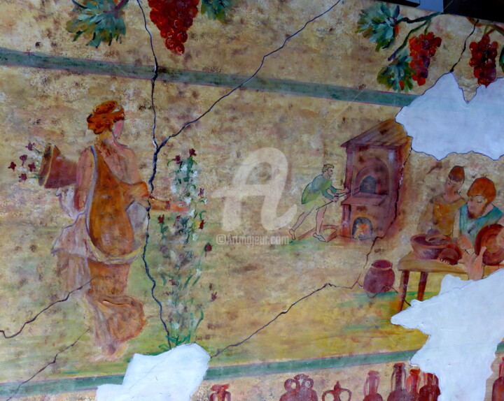 Peinture intitulée "Fresque romaine -Ar…" par Claude Julia (CJULIA), Œuvre d'art originale, Huile Monté sur Châssis en bois