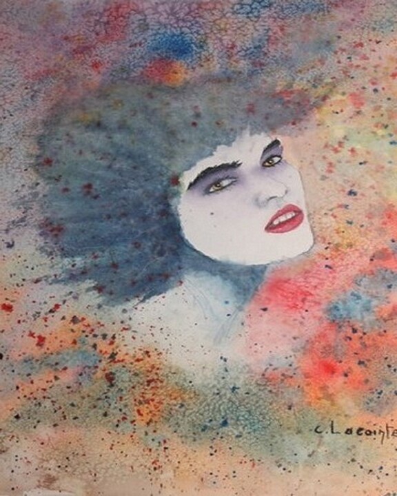 Peinture intitulée "visage(6)" par Claude Lacointe, Œuvre d'art originale, Aquarelle