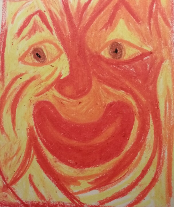 Drawing titled "Sourire" by Claude Lali, Original Artwork, Chalk