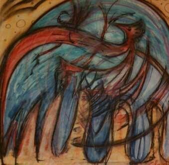 Peinture intitulée "Virus" par Claude Langevin (Cloud Rabbit), Œuvre d'art originale, Huile