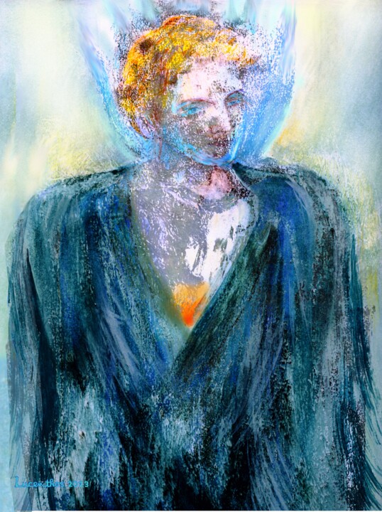 Arts numériques intitulée "L'ANGE MASQUÉ" par Lucenthos, Œuvre d'art originale, Peinture numérique