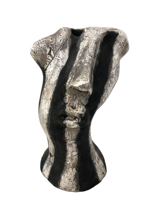 Sculpture titled "Tête de Buren" by Claude-Lise Marembert, Original Artwork, Ceramics