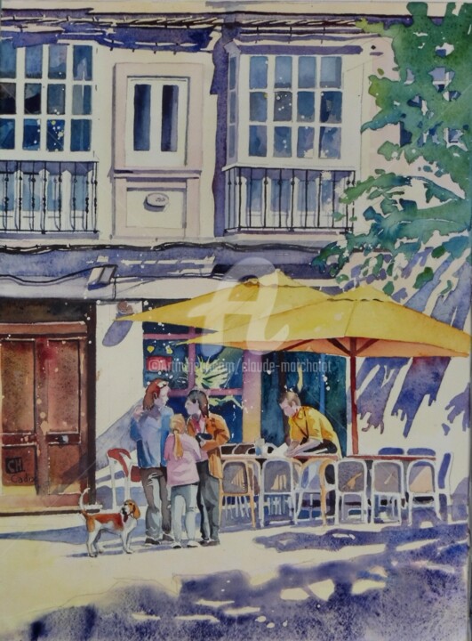 「Avant de déjeuner (…」というタイトルの絵画 Claude Marchalotによって, オリジナルのアートワーク, 水彩画