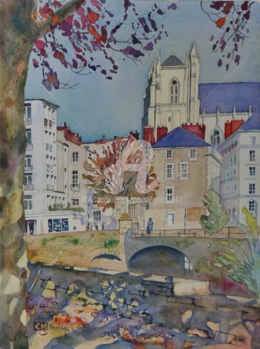 绘画 标题为“La cathédrale de Na…” 由Claude Marchalot, 原创艺术品, 水彩