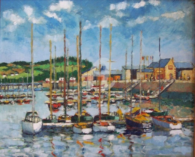 Peinture intitulée "Le port de Paimpol" par Claude Marchalot, Œuvre d'art originale, Huile