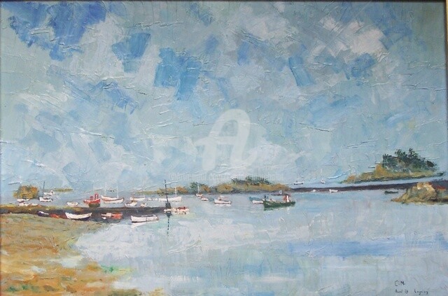 Painting titled "Port de Loguivy" by Claude Marchalot, Original Artwork, Oil
