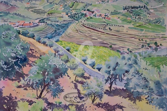「Paysage du haut Dou…」というタイトルの絵画 Claude Marchalotによって, オリジナルのアートワーク, オイル