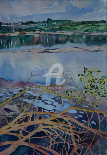 Peinture intitulée "La rivière de Daoul…" par Claude Marchalot, Œuvre d'art originale, Aquarelle
