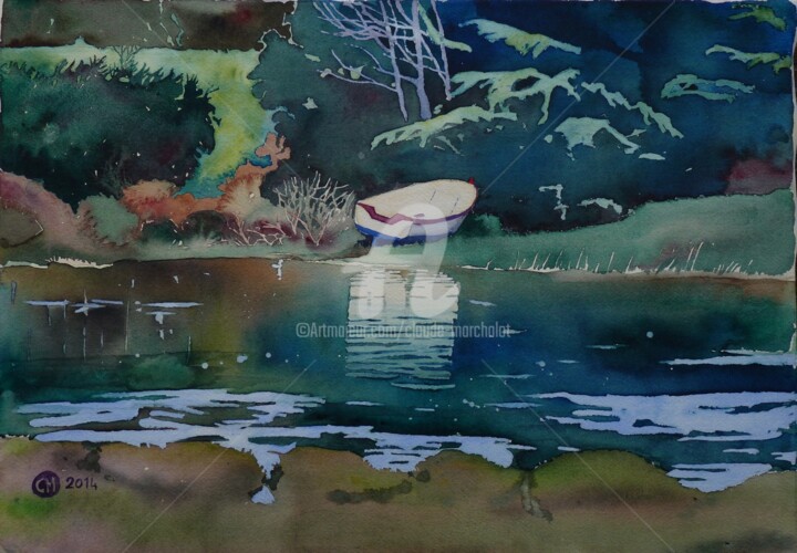 Peinture intitulée "Hivernage au fond d…" par Claude Marchalot, Œuvre d'art originale, Aquarelle