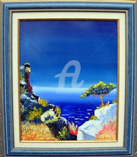 Painting titled "bord de mer au roch…" by Claude Mornet, Original Artwork