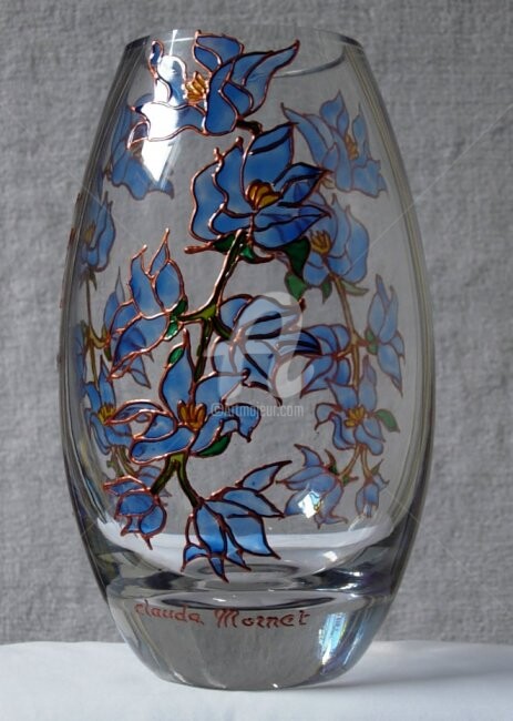 Sculpture intitulée "vase décoré fleurs…" par Claude Mornet, Œuvre d'art originale