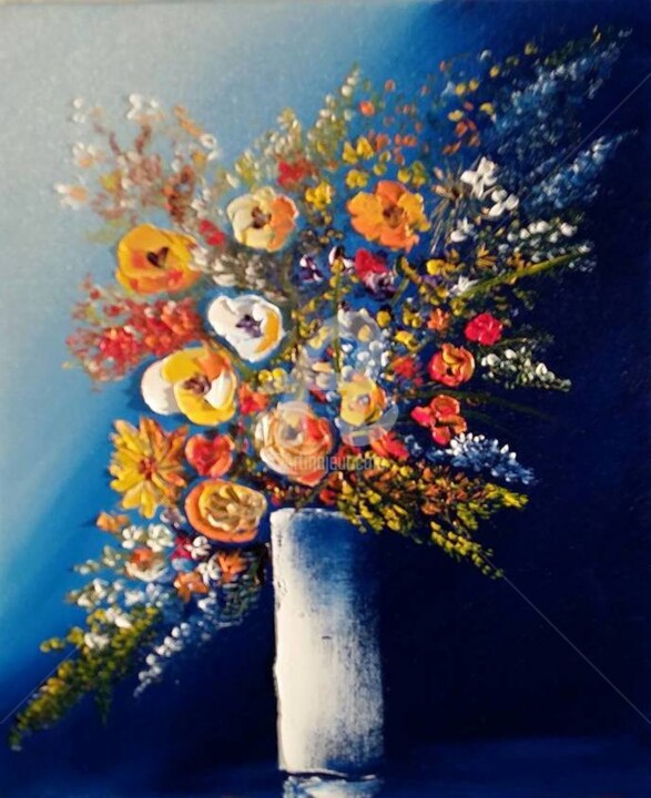 Painting titled "bouquet-contemporai…" by Claude Mornet, Original Artwork