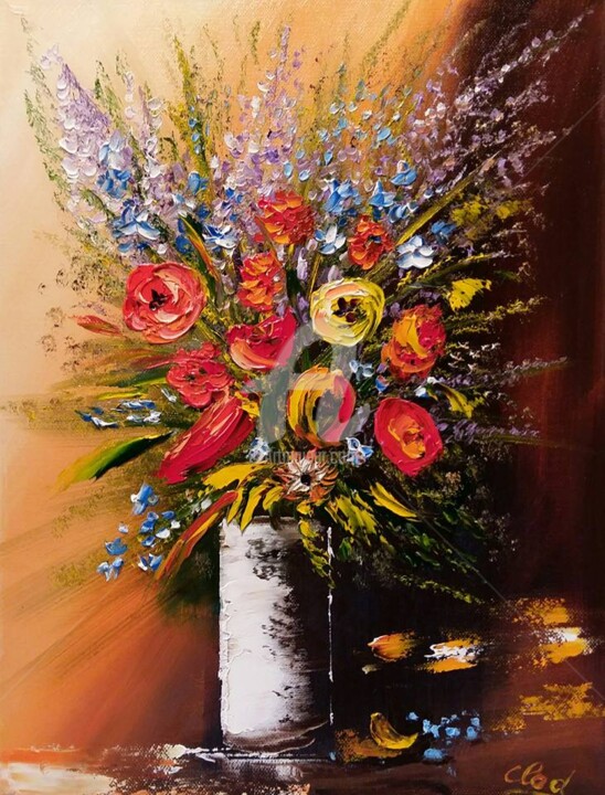 Painting titled "bouquet-contemporai…" by Claude Mornet, Original Artwork