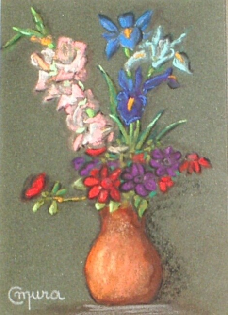 Malerei mit dem Titel "Anémones et Glaïeuls" von Claude Mura, Original-Kunstwerk