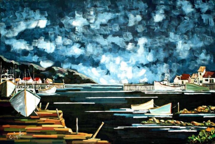 Painting titled "Crépuscule" by Claude Paquette, Original Artwork