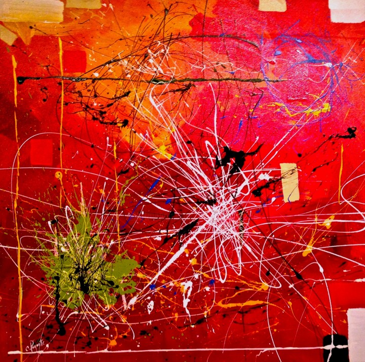 Peinture intitulée "Terre de feu" par Claude Paquette, Œuvre d'art originale, Huile