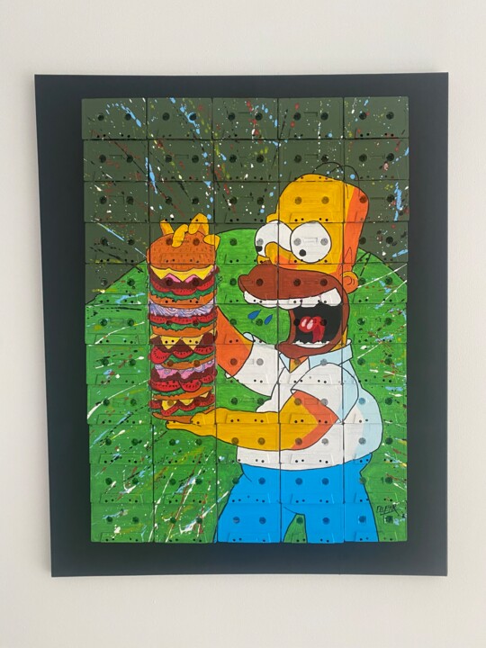 Peinture intitulée "Homer Simpson" par Claude Parmentelat, Œuvre d'art originale, Acrylique