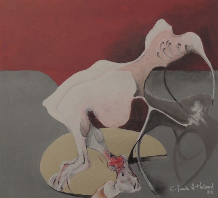 Painting titled "L'ENTORSE / THE SPR…" by Claude André Thibaud, Original Artwork, Acrylic