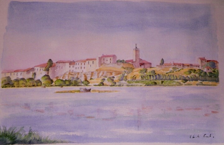 Painting titled "Bages" by Claude Conte, Original Artwork, Watercolor