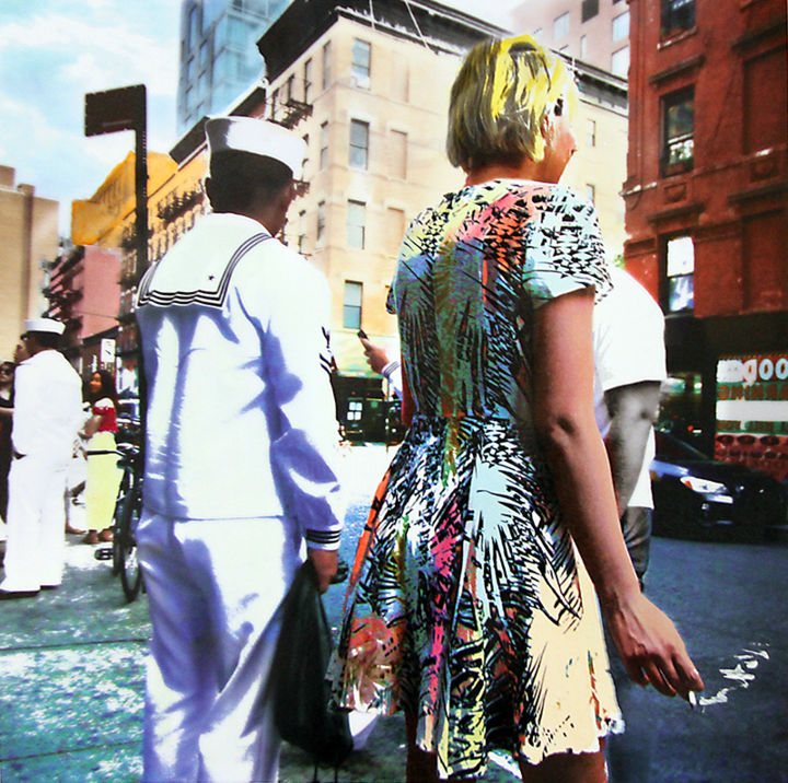 Digital Arts titled "Girl with a sailor…" by Claude Corbier, Original Art, Photo Montage Mounted on Cardboard