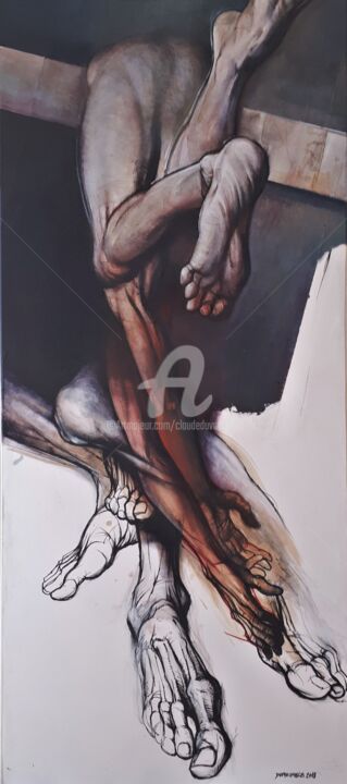 Pintura titulada "POSTURE IMPOSTURE -…" por Claude Duvauchelle, Obra de arte original, Acrílico Montado en Bastidor de camil…