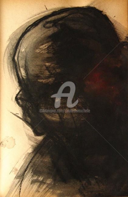 Drawing titled "Histoire et visage…" by Claude Duvauchelle, Original Artwork, Other