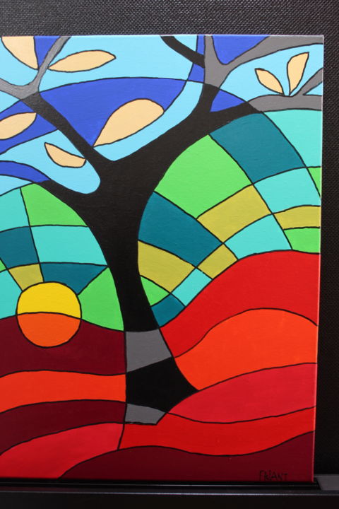 Peinture intitulée "L'arbre coloré" par Claude Friant, Œuvre d'art originale, Acrylique