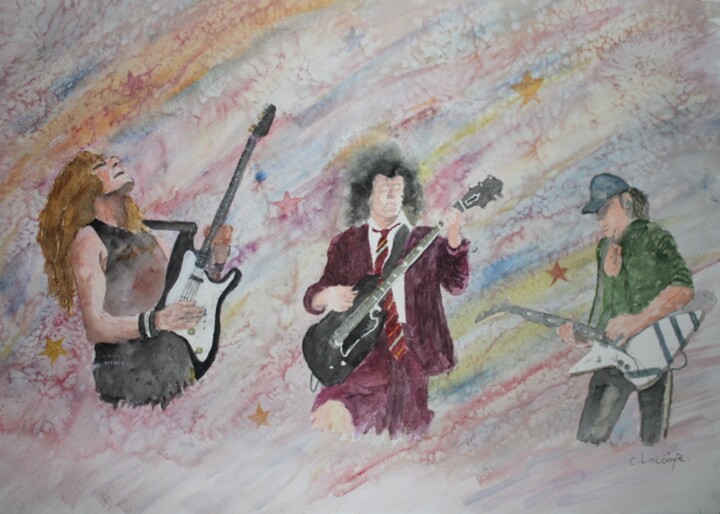 Painting titled "hard-rock" by Claude Lacointe, Original Artwork, Watercolor