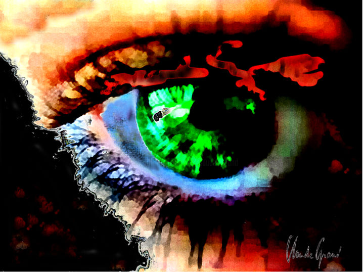 Digital Arts titled "L'Oeil" by Claude Grand, Original Artwork, Photo Montage