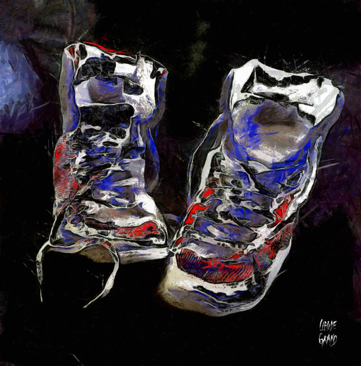 Digital Arts titled "les baskets" by Claude Grand, Original Artwork, Digital Painting